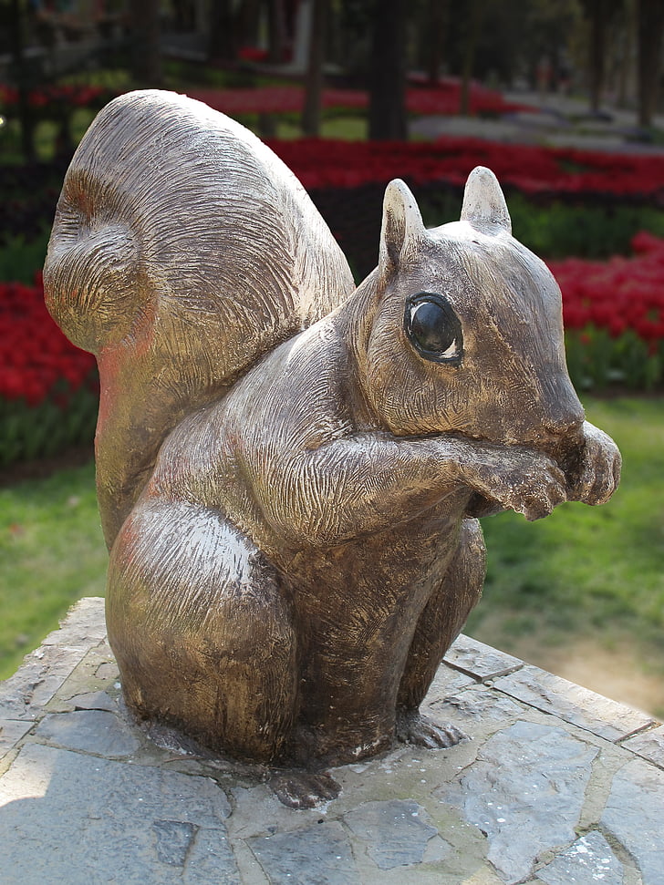 mókus, szobrászat, holzfigur, emirganer grove, Isztambul, Törökország, Deco
