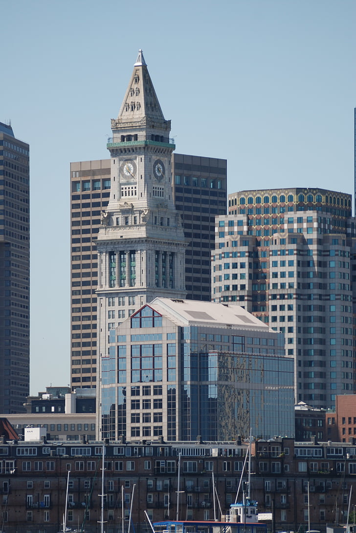 tower, clock, boston, custom house, architecture, landmark, building