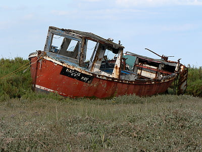 barca, incagliato, spiaggiato, Norfolk, Stiffkey, trasporto, pesca