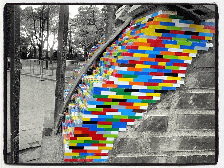 LEGO, Wand, Splash, urbane Kunst, LEGO-Steinen
