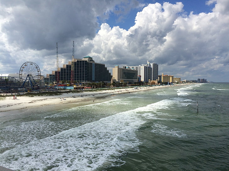 Daytona beach, Florida, ABD, Deniz, bulutlar, gökyüzü, bulut - gökyüzü