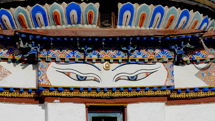 Tibet, Buddismo, Monastero, occhi, orologio, osservato, architettura
