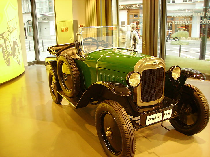 Oldtimer, exposition, vert, Opel, classique, automobile, véhicules