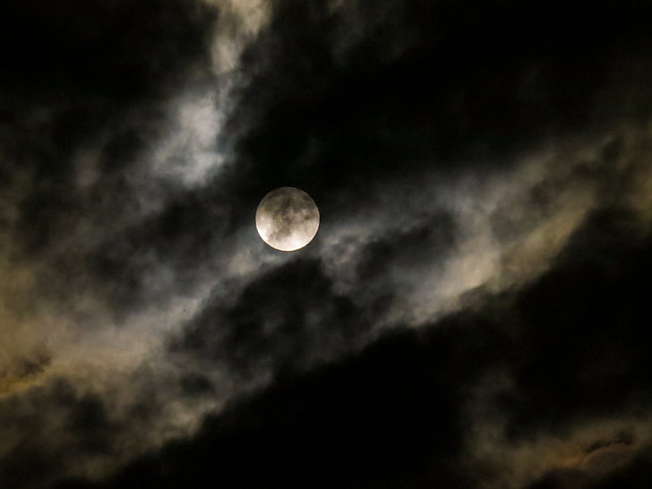 månen, måneskinn, før måneformørkelse, mystiske, natt, Blood moon, lys