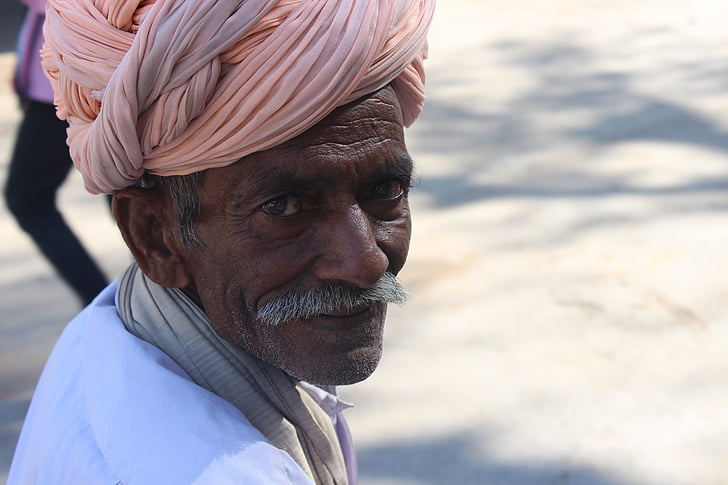 vieil homme, turban, folk, Rajasthan, Inde, culture, dhoti
