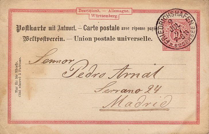 pastkarte, vecais, Nostaļģija, Vācija, zīmogs, 1897., fonts