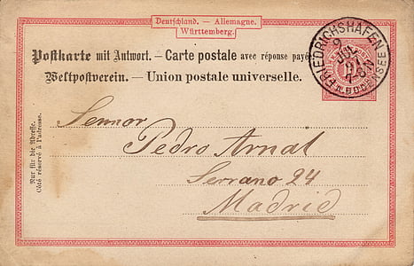 Postkaart, vana, nostalgia, Saksamaa, tempel, 1897, font