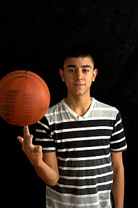 basketbal, mladý, teenager, míč, životní styl, osoba, sportovní