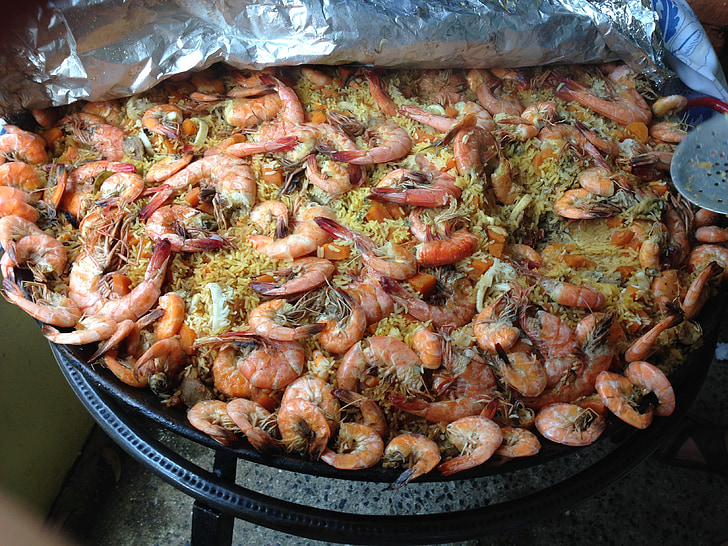 shrimp, party, paella, lula, confraternization, rice