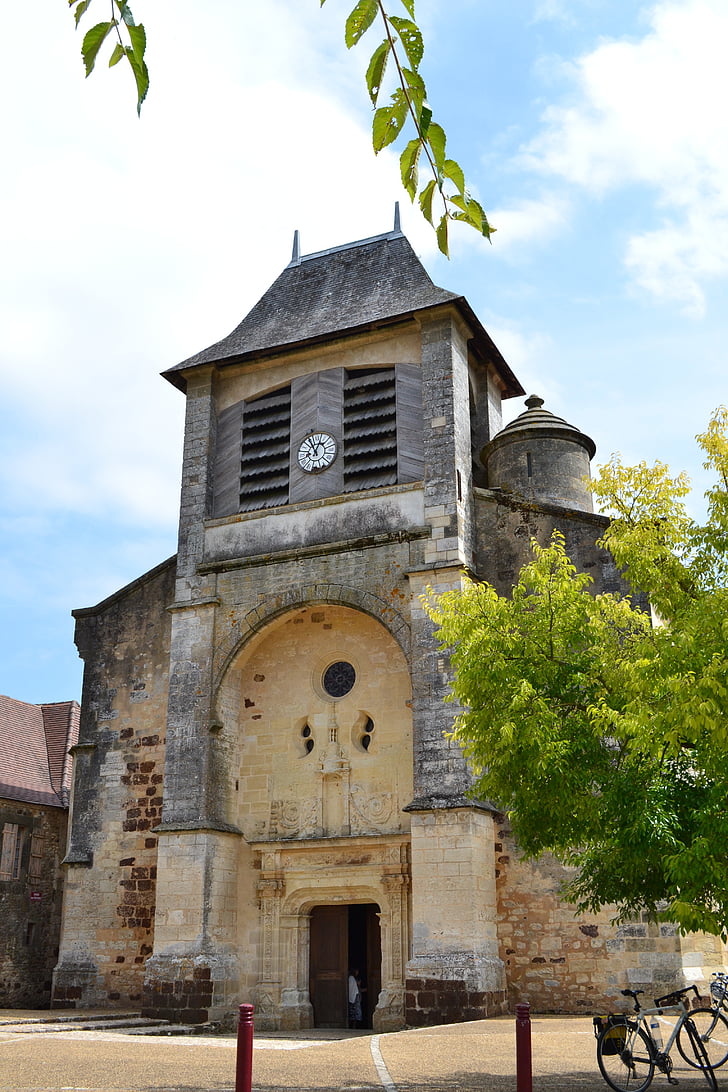 baznīca, akmens baznīcai, Dordogne, Périgord, Francija, velosipēds