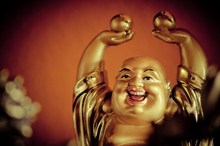 Budda, szczęśliwy, ciepłe, tradycyjne, Zen, Modlę się, duchowość