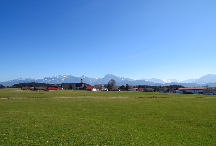 speiden, Allgäu, Bajorország, falu, hegyek, alpesi, hegyi