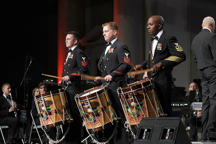 drummers, musicians, performance, military, navy, usa, playing