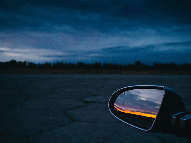 dziļums, lauks, fotogrāfija, automašīnas, kreisajā pusē, sānu, spogulis