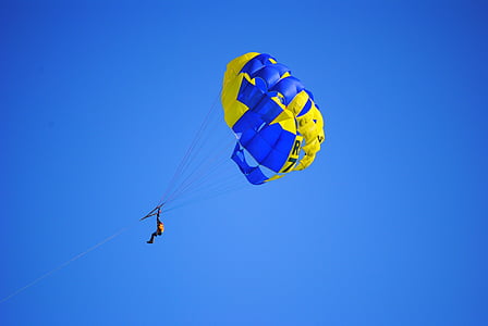 parachute, activity, ocean, sea, sport, adventure, flight