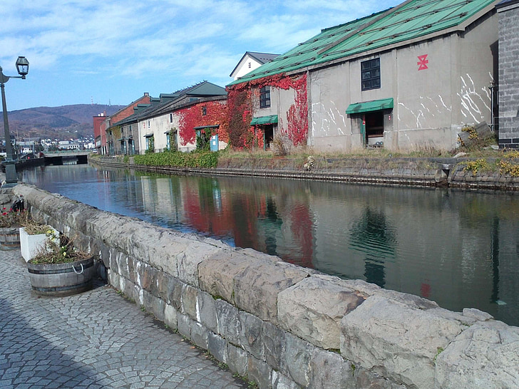 canale, Hokkaido, Otaru, architettura, città, Europa