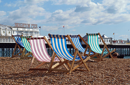 sun loungers, beach, deck chair, sea, sun lounger, recovery, leisure