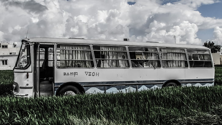 autobuz vechi, abandonat, ruginit, rupt, în vârstă de, uitate, deteriorat