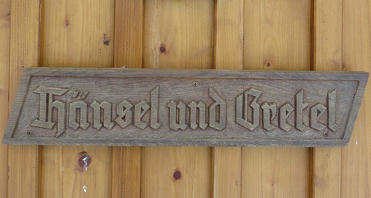wooden sign, fairy tales, hansel and gretel