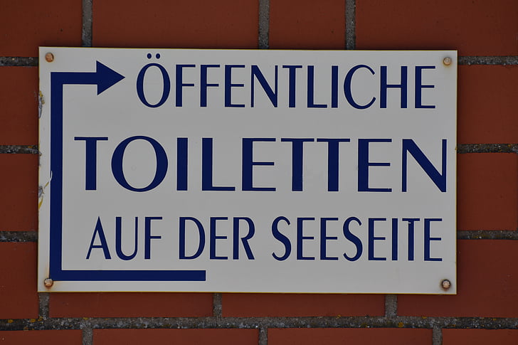 toaleta, publicznych niebieski, biały, Norddeich, morze