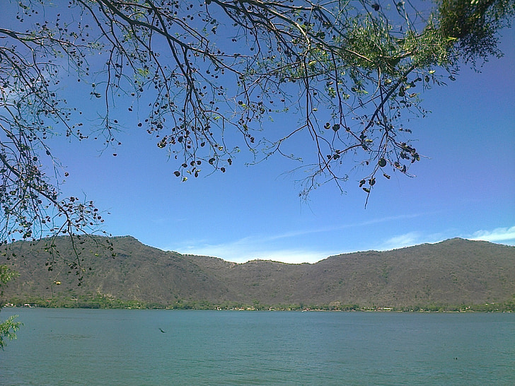 Laguna, góry, niebo, wody, Meksyk