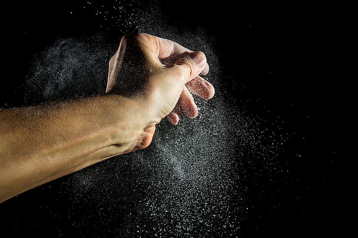 flour dust, flour, hand, baker, food, movement, powder