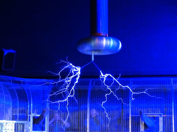 đèn flash, Tesla coil, thử nghiệm, điện áp cao, vật lý thực nghiệm, cuộc biểu tình, Hiển thị