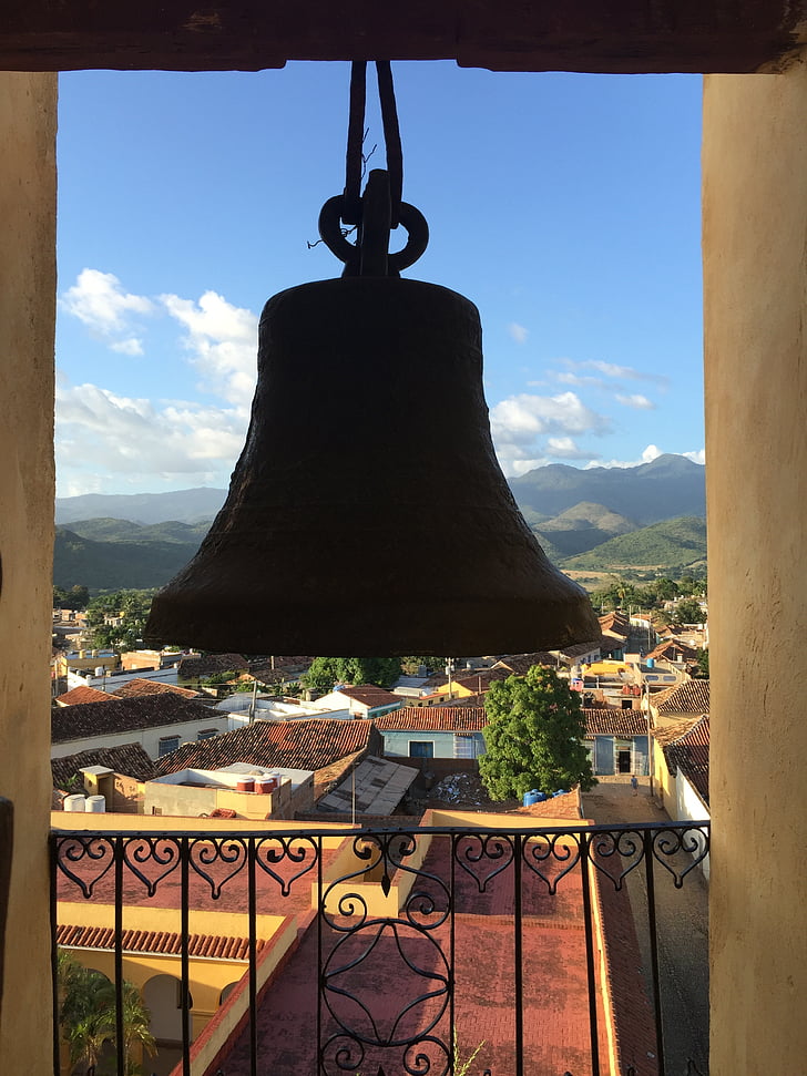 bell, trinidad church cuba, city unesco heritage trinidad cuba, hanging, sky, day, travel destinations