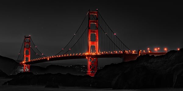 Zlatá brána, most Golden gate, San francisco, Kalifornie, visutý most, zajímavá místa, Spojené státy americké