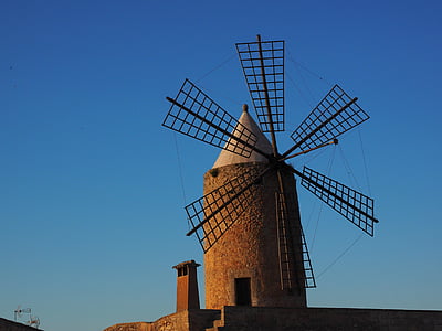 yel değirmeni, Mallorca, Değirmen, Rüzgar enerjisi, kanat, Rüzgar enerjisi, Kule