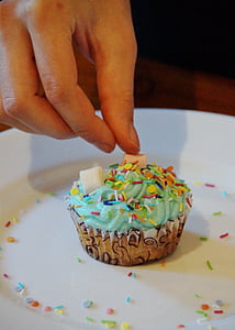 Cupcake, Ötöztesd fel, krém, sütés, torta, színes, édes