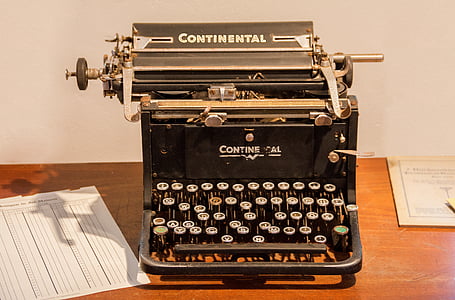 scheib machine, Continental, Tik op, verlof, oude schrijfmachine, input, toetsen