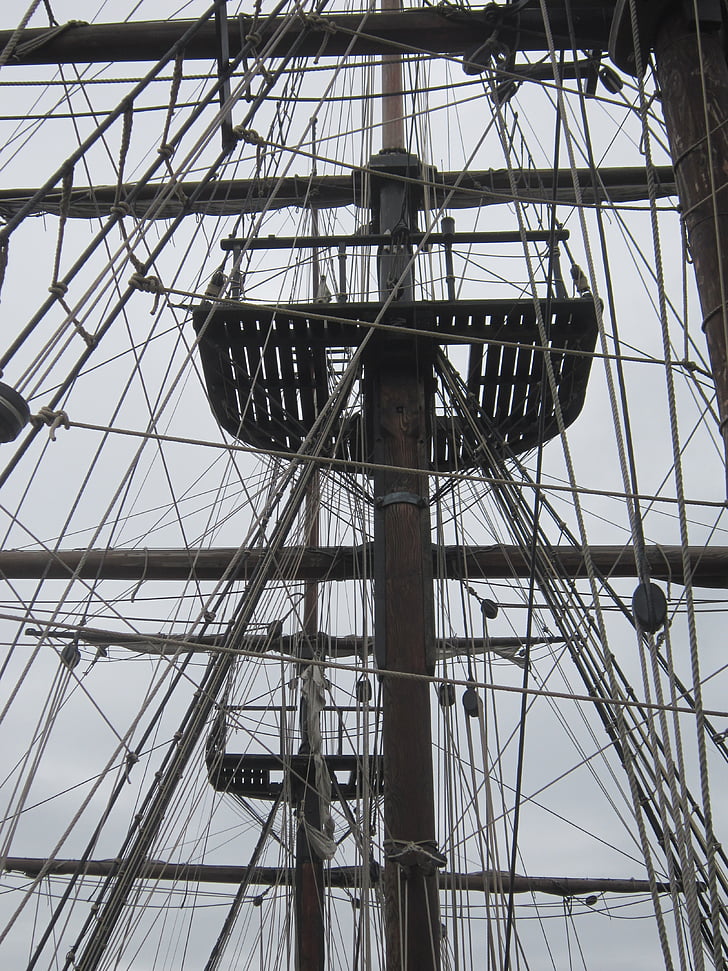 sailing, bridge, halyard, rope, mast, sailboat, boat