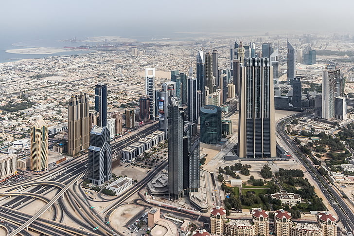 Дубай, град, градски пейзаж, небостъргач, сгради, Арабски, Юнайтед