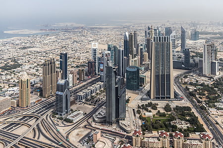 Dubai, byen, bybildet, skyskraper, bygninger, arabiske, United