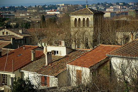 Frankrig, Carcassonne, gamle bydel, fliser, kirke, arkitektur, Tag