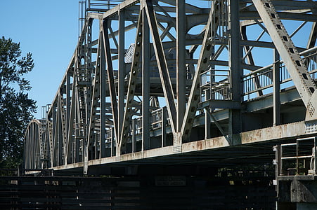 Ponte, in acciaio, architettura, trasporto, metallo, trasporto, traffico