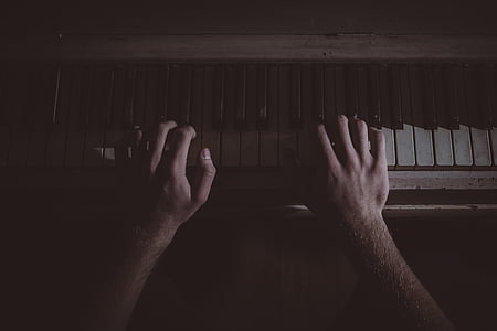 osoba, přehrávání, klavír, rukama, Hudba, muž, část lidského těla