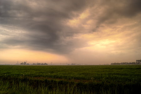 雲, 曇り, フィールド, 草原, 嵐, パブリック ドメインの画像, 自然