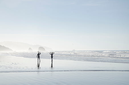 δύο, πρόσωπο, το περπάτημα, υγρό, παραλία, Άμμος, άτομα