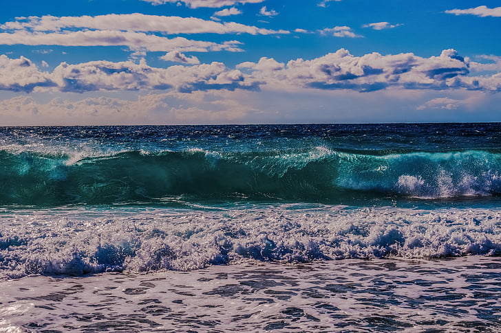 gelombang, busa, semprot, laut, air, alam, Pantai