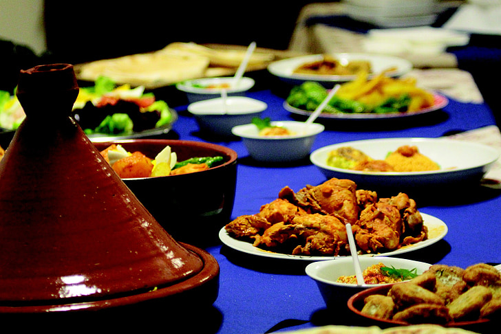 Marrocos, tajine, guisado, comida, vegetal, pimentão, close-up