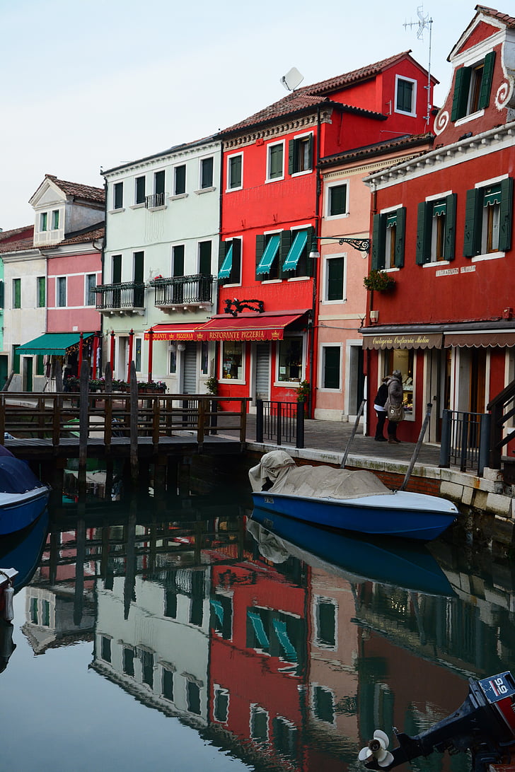 ý, Venice, Merano, housesfacade, Kênh, mùa đông, màu sắc