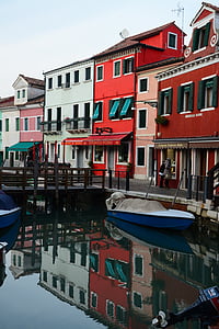 Itālija, Venice, Meran, housesfacade, kanāls, ziemas, krāsa