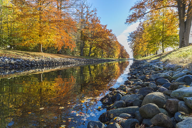 hösten, Canal, faller, landskap, naturen, Utomhus, Park