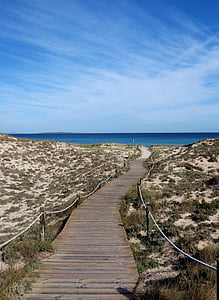 mer, dune, méditerranéenne, Espagne, suite, plage, chemin d’accès