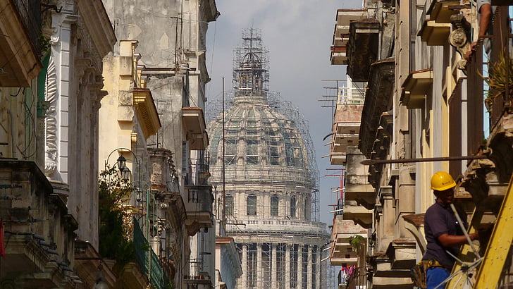 Cuba, Havana, fachada, estilo colonial, velho, Capitólio dos Estados Unidos, cidade velha