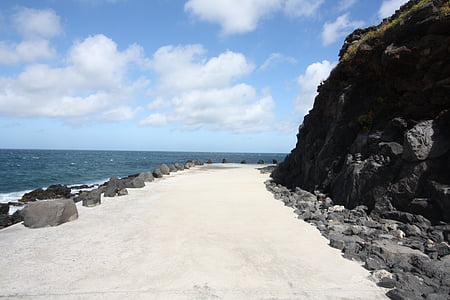 transferencia, situado, carretera de la costa, cemento kiel, roca, Playa