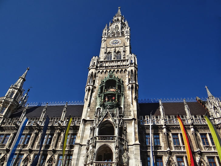 München, rådhuset, steder av interesse, Town hall tower, arkitektur, Marienplatz, Bayern
