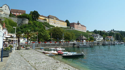 Konstanz Gölü, Meersburg, Kale, İskelesi, yansıtma